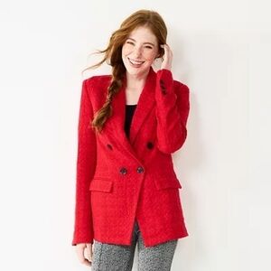 Red Tweed DBL Breasted Blazer